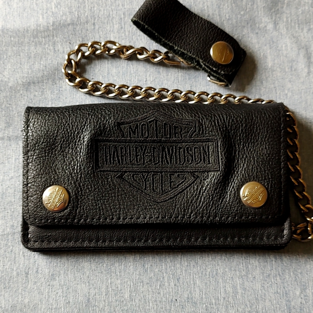 Harley-davidson Men's Embossed B&s Tall Trucker Biker Wallet,